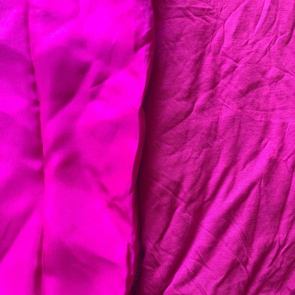Magenta Fuchsia 2 Piece FABRIC BUNDLE 100%‎ Silk Satin & Rayon Jersey Knit